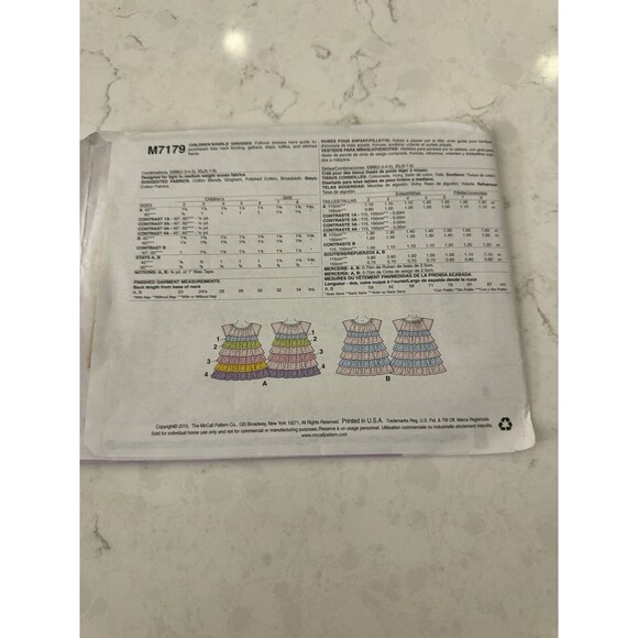 McCall's M7179 Sewing Pattern Size 2 3 4 5 Lauralee Dress Tiers Ruffles Layers - Picture 2 of 4